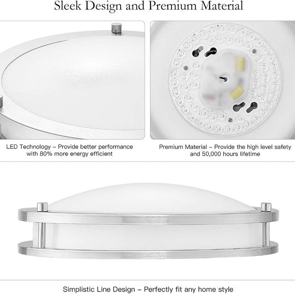 MYTH REALM 10" Double Rings LED Flush Mount Ceiling Light Silver 5000K - Picture 3 of 11